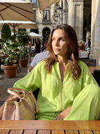 Natalia | Women's Zip Front Blouson Top and Wide Leg Set-Trendyssimo