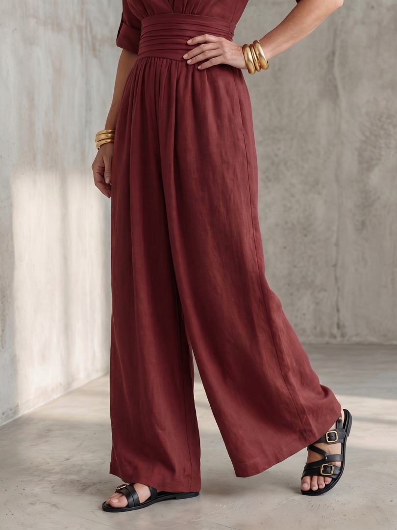 Wanda | Women's Cross Front Wide Leg Jumpsuit-Trendyssimo
