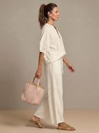 Natalia | Women's Zip Front Blouson Top and Wide Leg Set-Trendyssimo