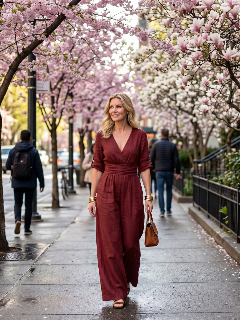 Wanda | Women's Cross Front Wide Leg Jumpsuit-Trendyssimo