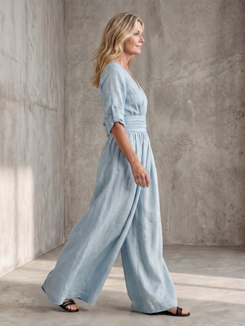 Wanda | Women's Cross Front Wide Leg Jumpsuit-Trendyssimo