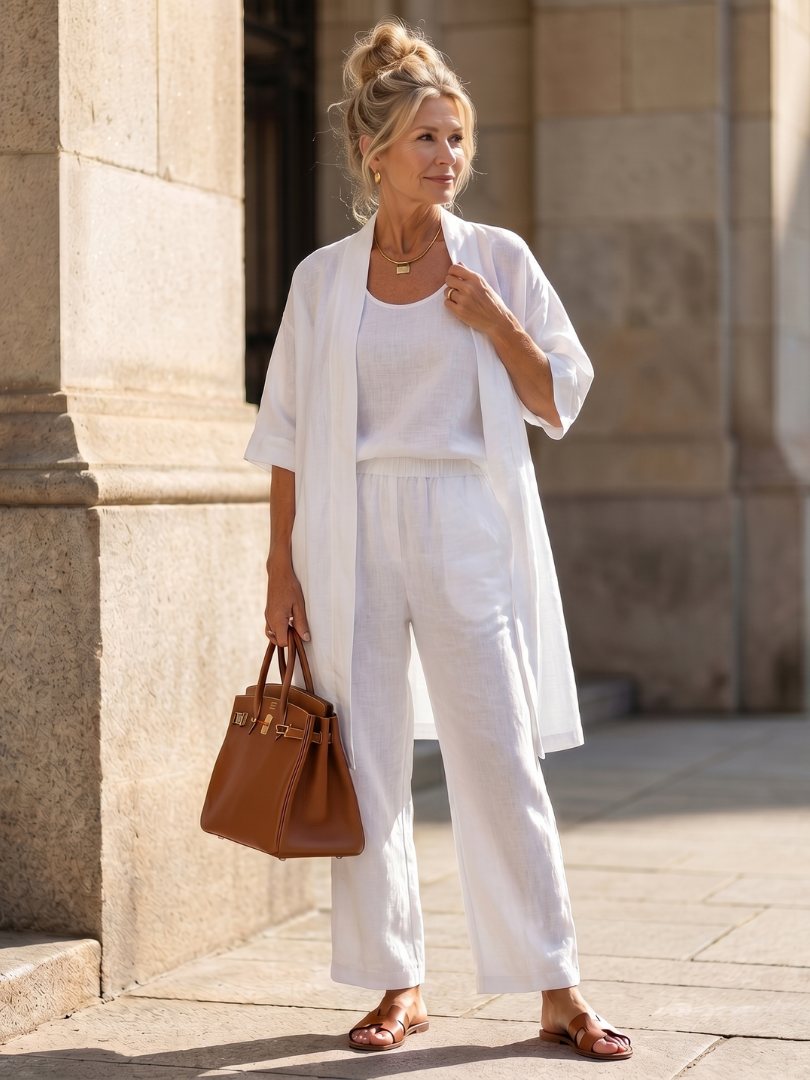 Yael | Women's Three Piece Relaxed Top and Pant Set-Trendyssimo