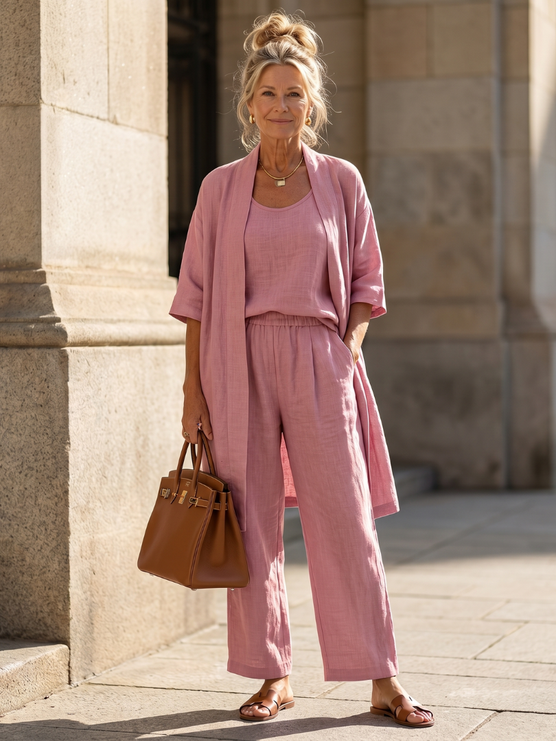 Yael | Women's Three Piece Relaxed Top and Pant Set-Trendyssimo