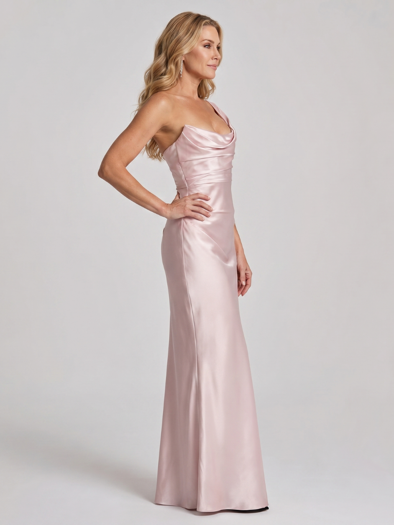 Aureline | Women's One Shoulder Draped Neckline Maxi Dress-Trendyssimo