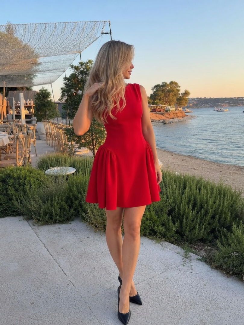 Felicity | Women's Sleeveless Structured Flared Mini Dress-Trendyssimo